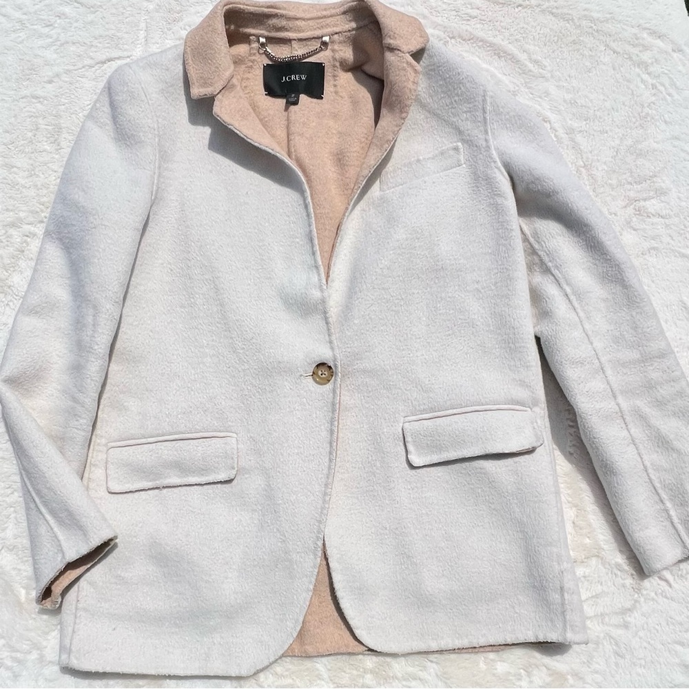 J.Crew Double Face Wool Blend Blazer Coat Ivory Tan Preppy Classic Size 2 - Picture 11 of 11